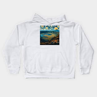 Ngorongoro Crater, Tansania, in the style of Vincent van Gogh's Starry Night Kids Hoodie